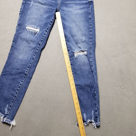 Kancan High Rise Distressed Hem Skinny Blue Jeans Weekday Blues High Rise Skinny - Picture 2 of 13